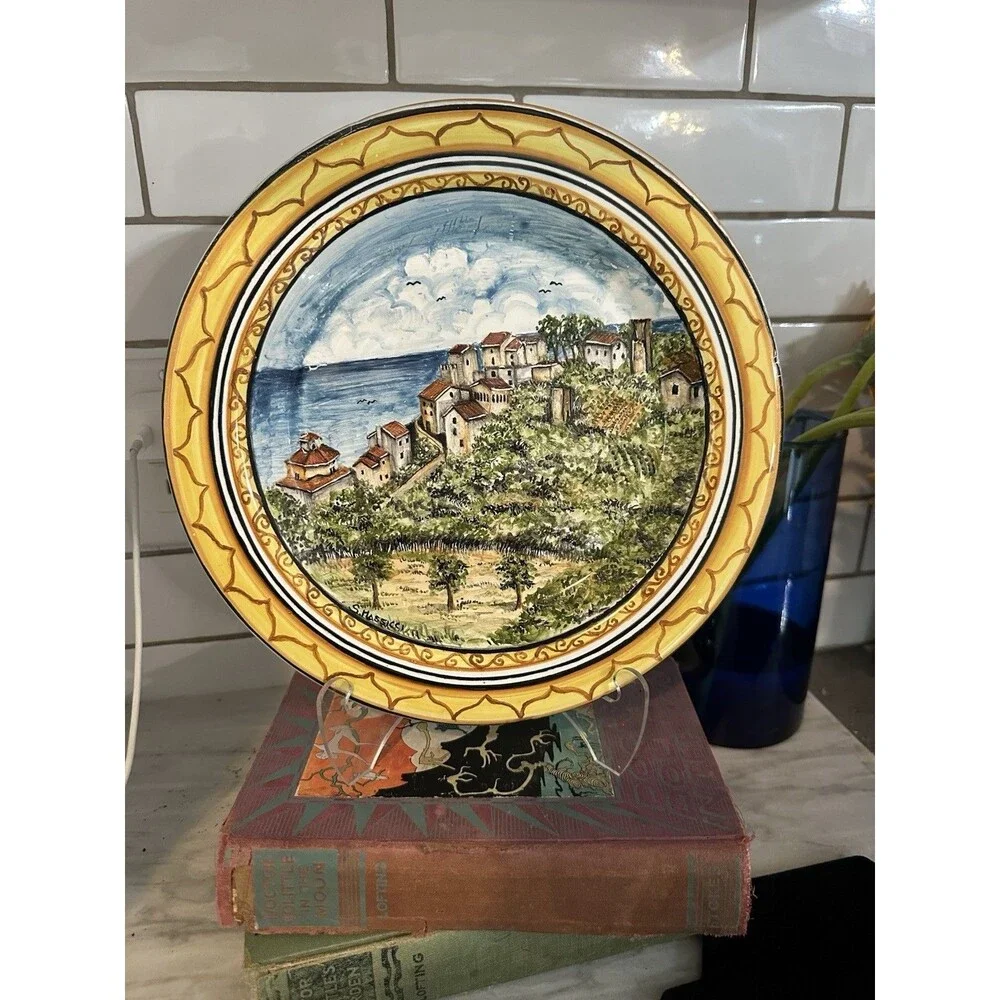 Vietri Pottery 10” Wall Plate Sorrento Scenery Landscape Hand painted Italy